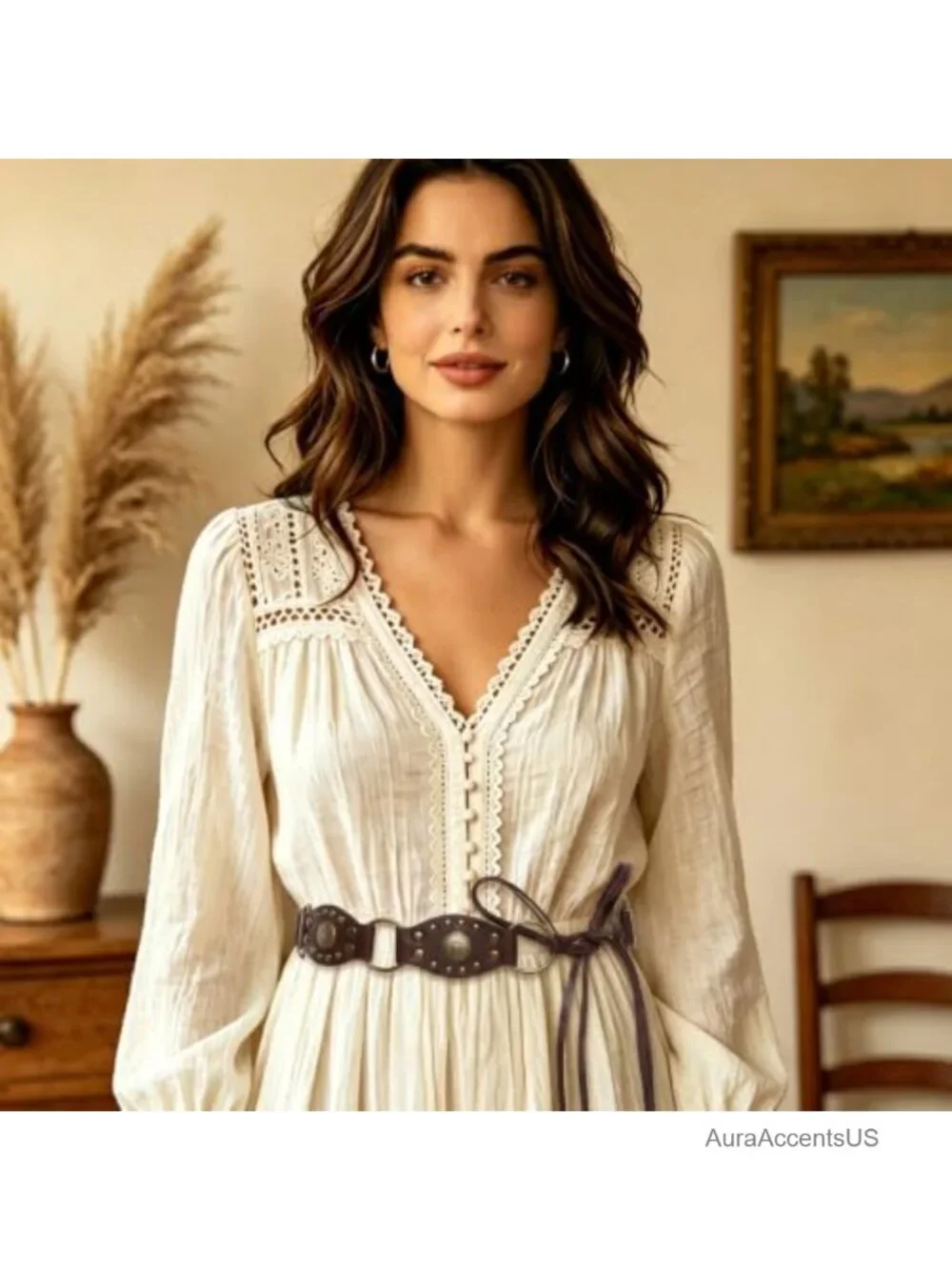 Boho Western Rope Tassel Waist Belt for Women Adjustable PU Leather Vintage